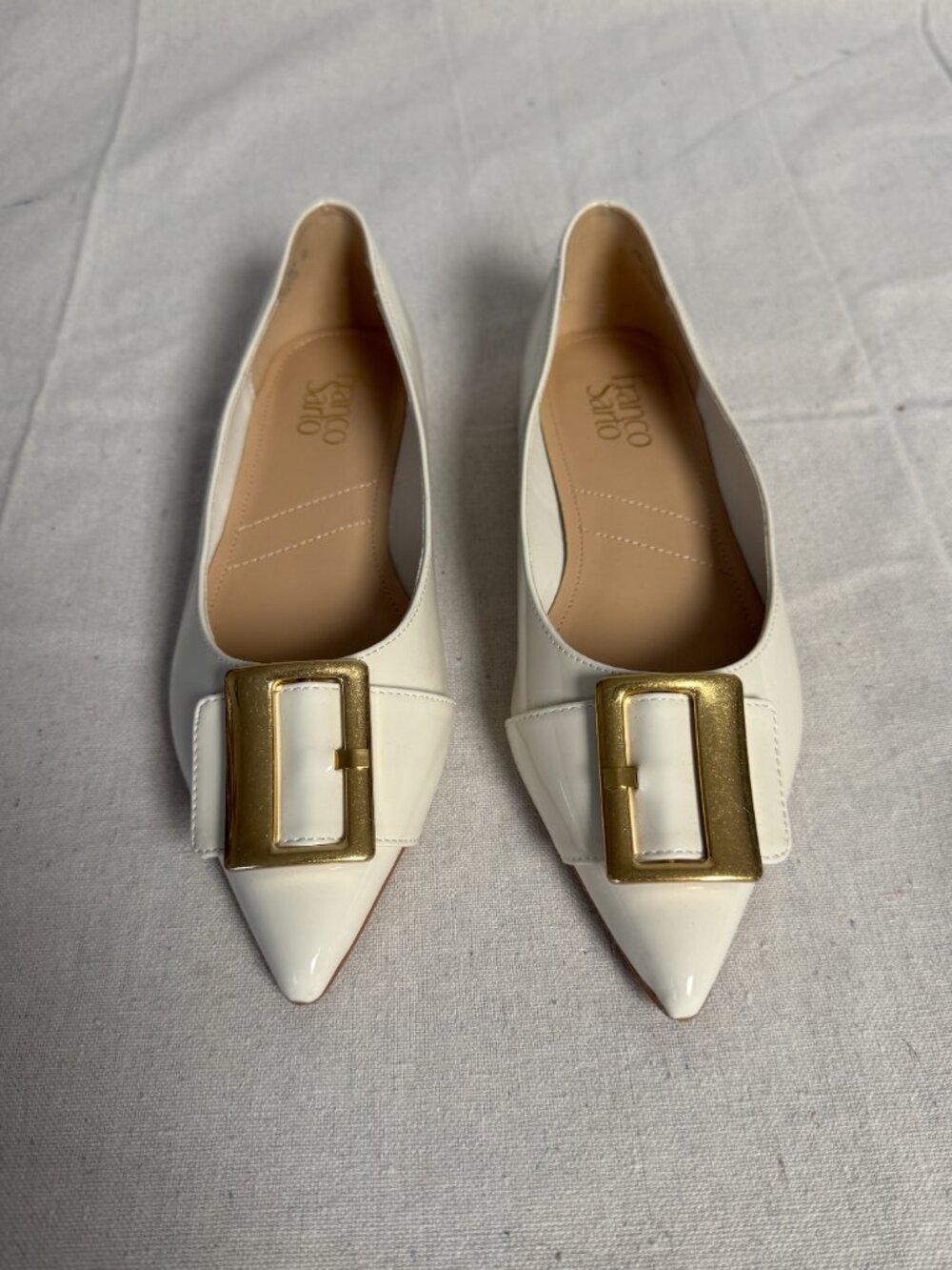 NEW Franco Sarto Women's Hayes Flats Cream Ivory Gold Buckle Pointed Toe 7.5M - Picture 3 of 7